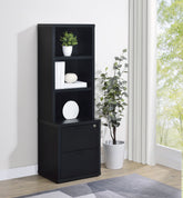 Westpark 3-shelf Bookcase USB and Lockable Drawer Black